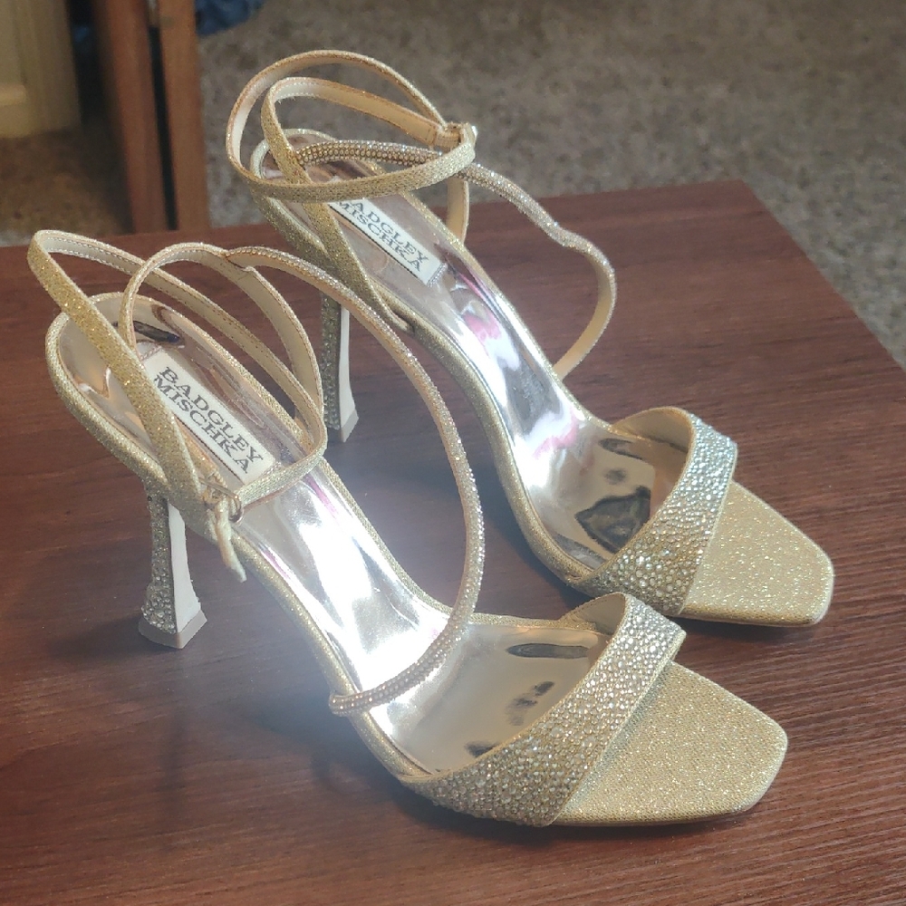 Badgley Mischka Gold Strappy Sandals